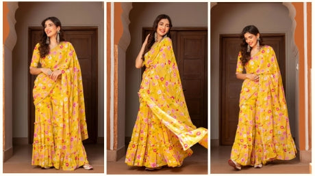 AFSA GEORGETTE PRE DRAPED SAREE