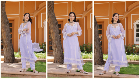 ELEANOR ORGANZA STRAIGHT KURTA SET