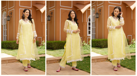 EMMA ORGANZA STRAIGHT KURTA SET