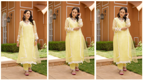 EMMA ORGANZA STRAIGHT KURTA SET