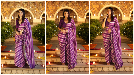 KIMAYA PURPLE LEHERIYA SILK