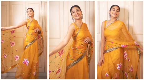 SURYA HANDPAINTED GOTA PURE ORGANZA SAREE