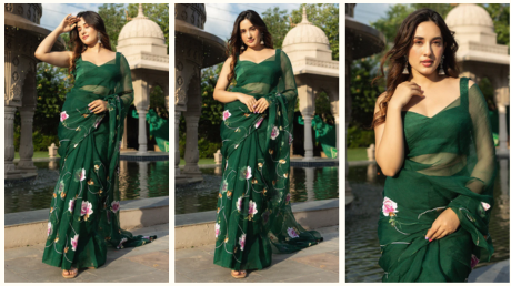 VILAVAL HANDPAINTED ORGANZA SAREE