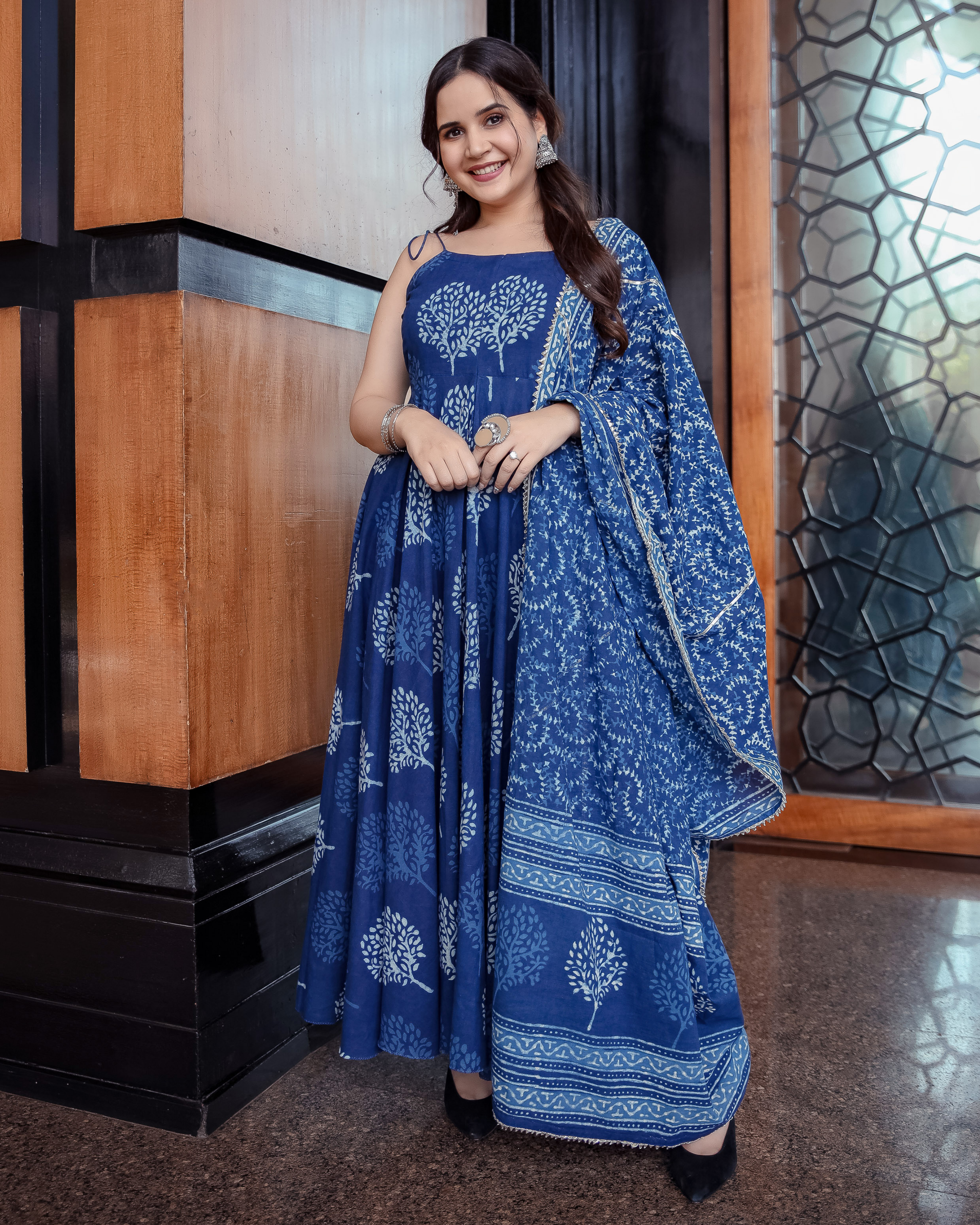 Indigo Finch Handblock Suit Set, Aachho