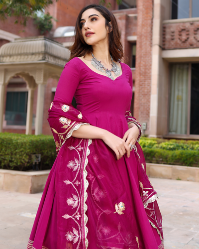 Buy Sparkling Purple Gotapatti Suit Set Online in India - Aachho