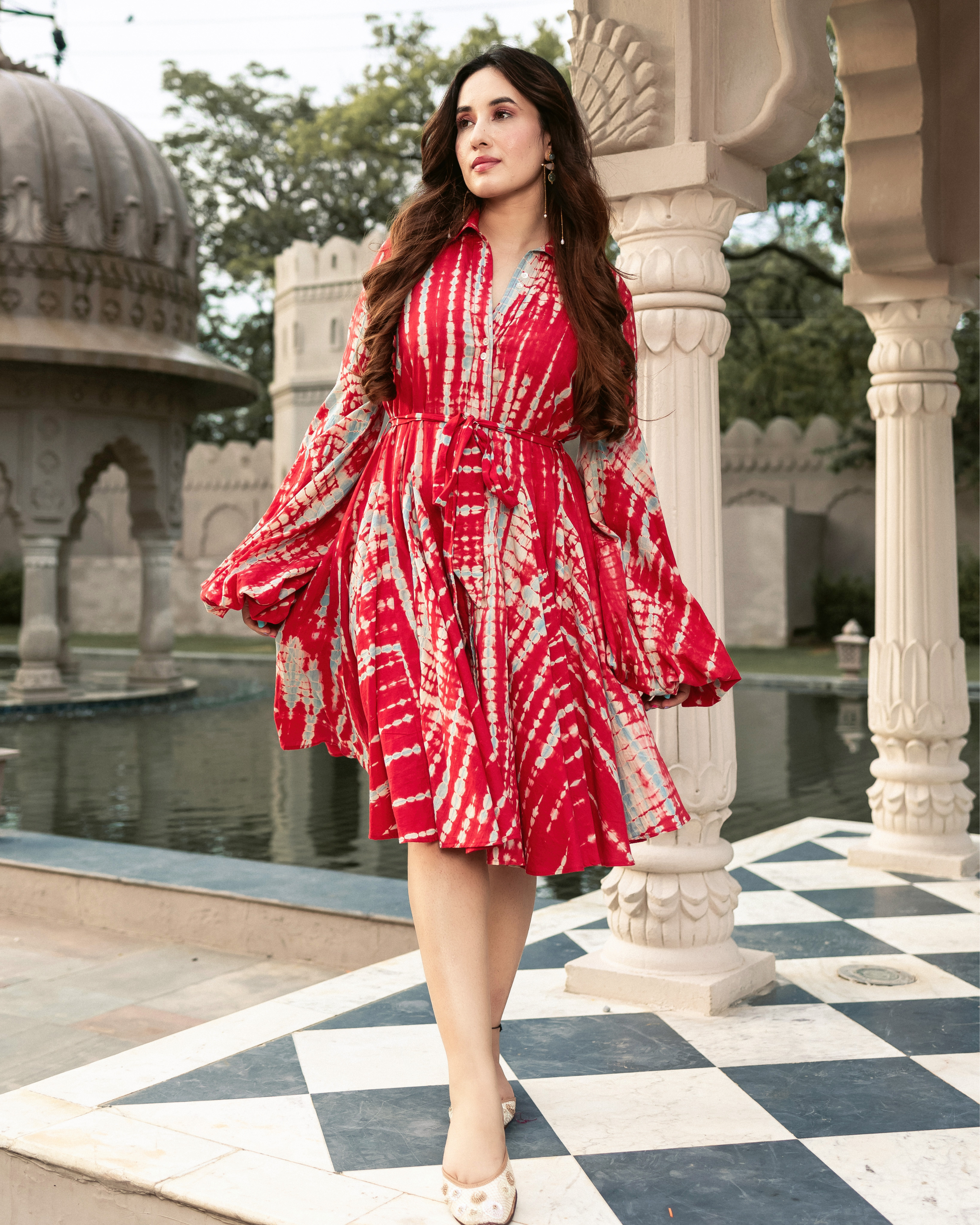 Surkh Shibori Cotton Dress - Aachho product image