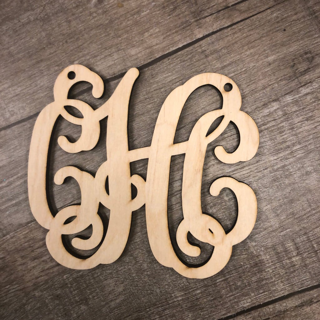 wooden monogram car charm