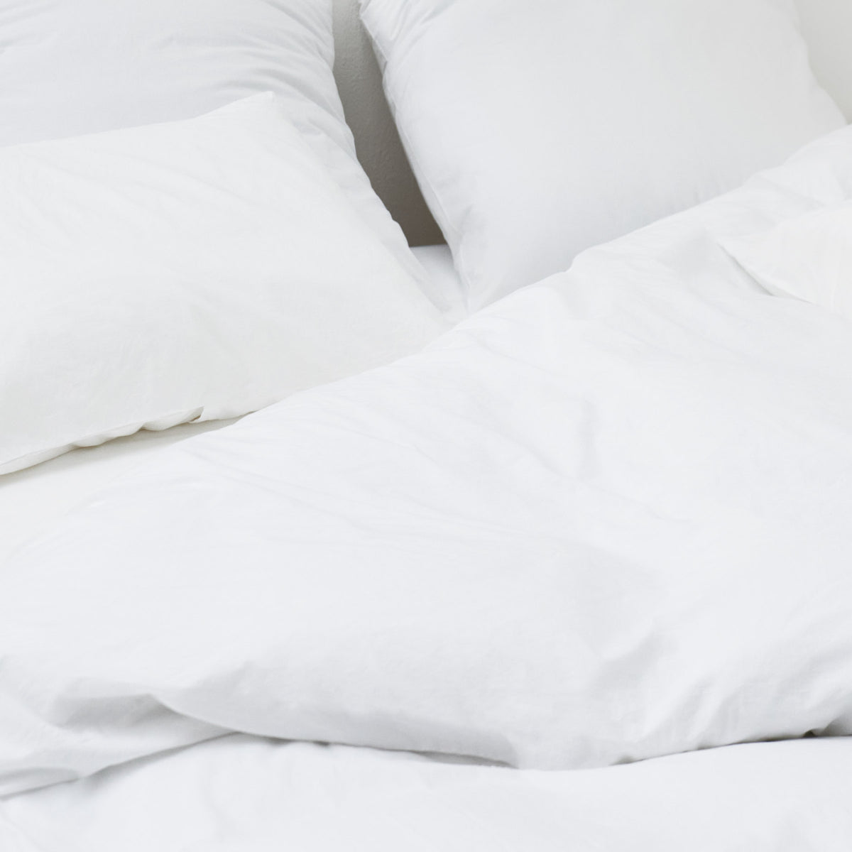 Parure de lit en percale de coton lavé 120 fils • Blanc