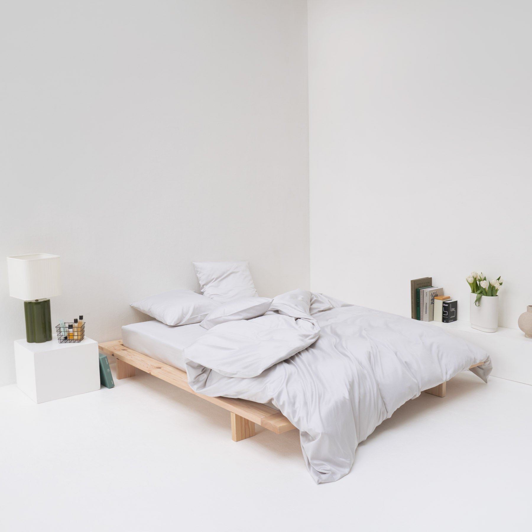 Cotton satin bed set 220x240 pebble gray - MOST