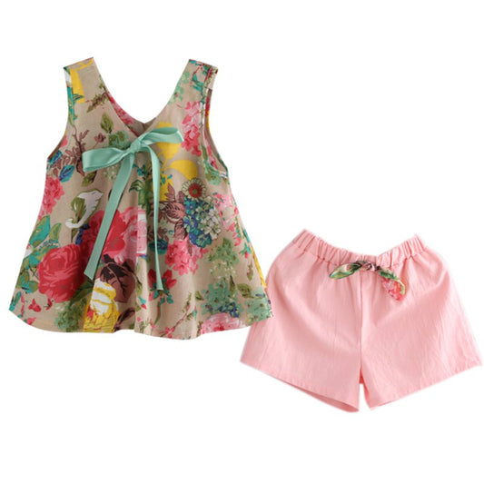 Girls Floral Top & Shorts Set, Pink, Size 1-6 Yrs