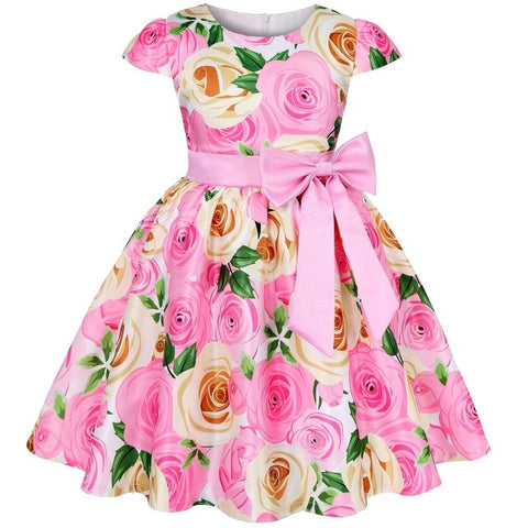 Pink Rose Dress, Size 2-8 Yrs