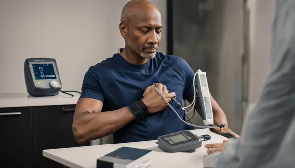 man monitoring blood pressure