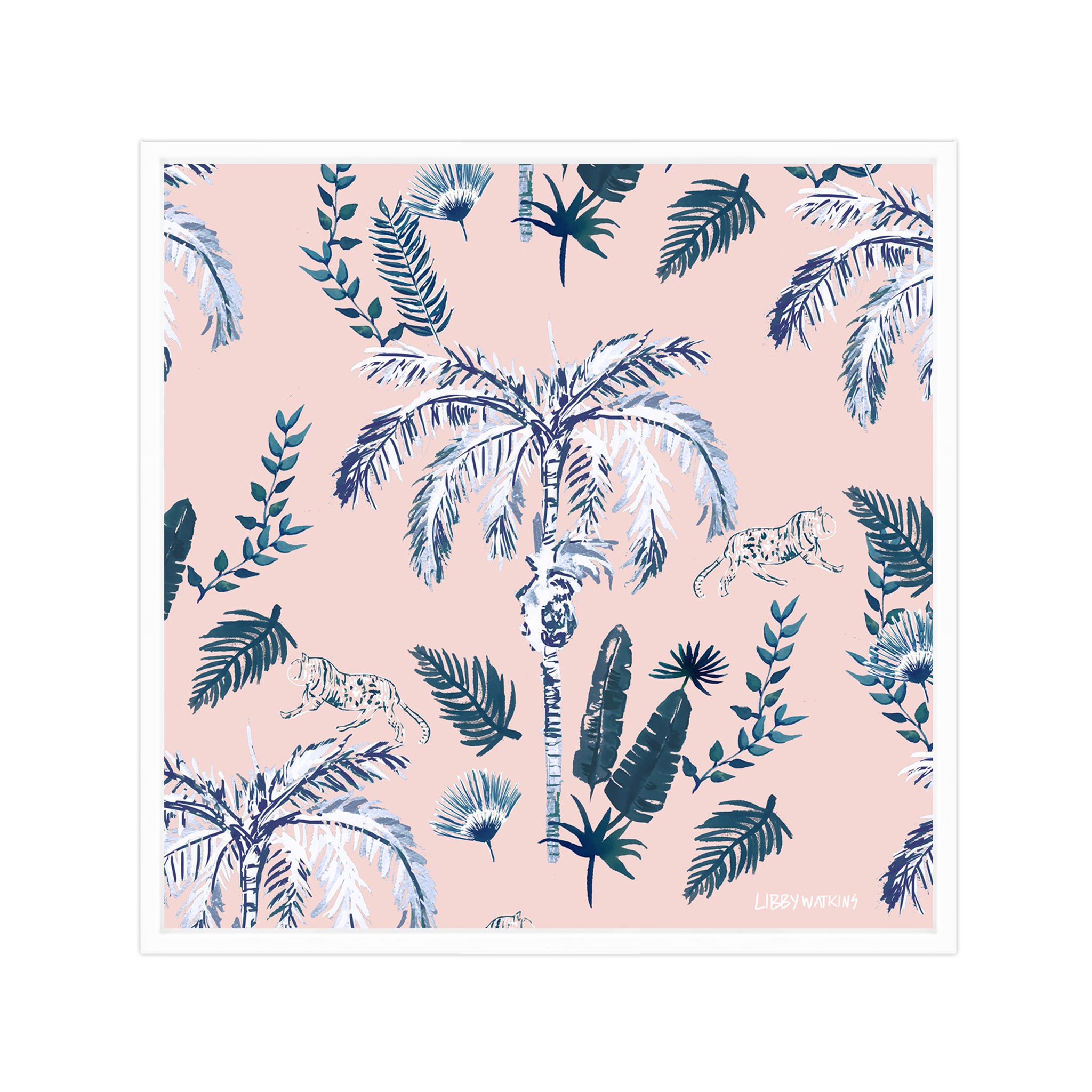 Ink Palm in Pink Canvas Prints