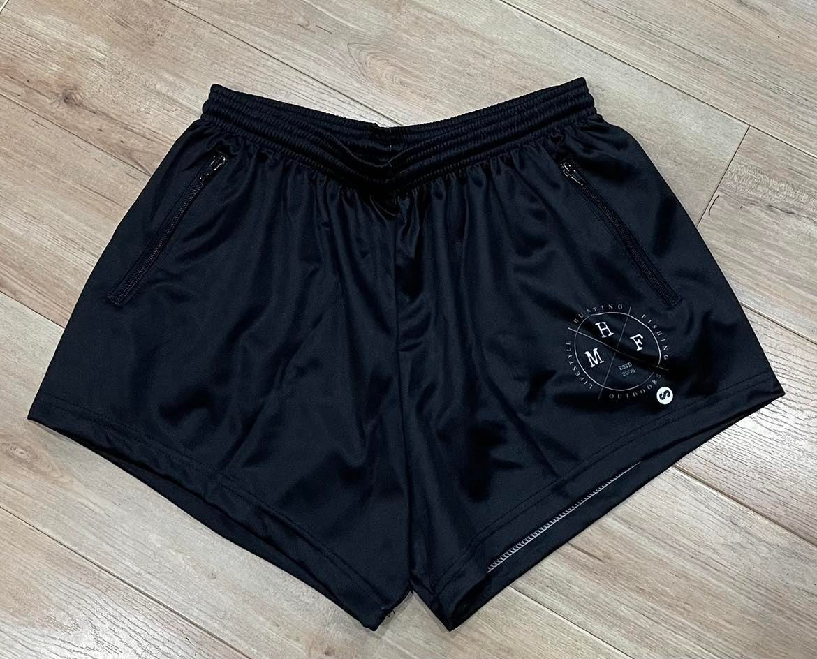 MHF Black Footy Shorts - Side Zip Pockets