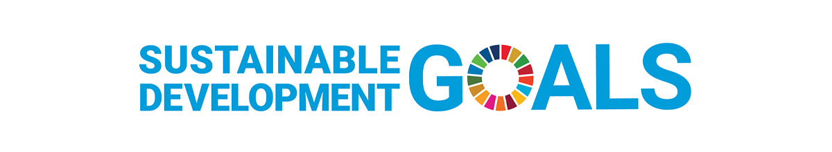 Sustainable Development Goals text with a colorful circular icon representing the 17 global goals.