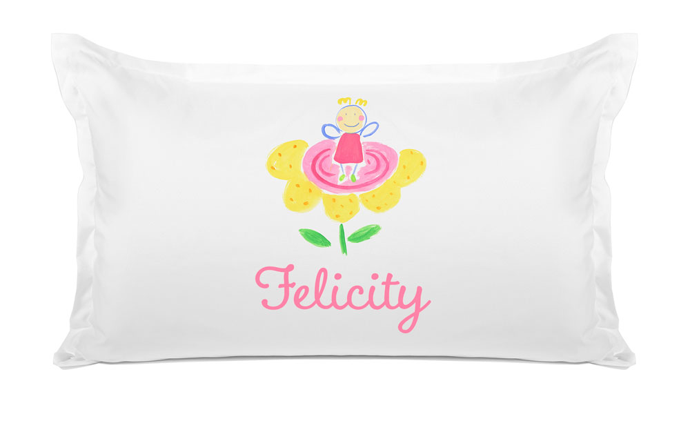 Personalized Colorful Flower Fairy Kids Pillowcase Di Lewis