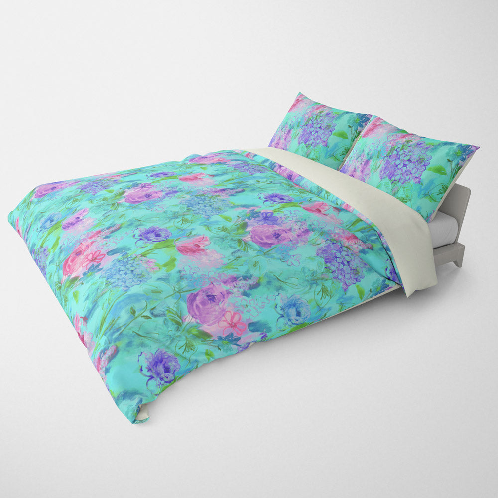 Duvet Covers Sets Arabella Aqua Blue Flowers Di Lewis