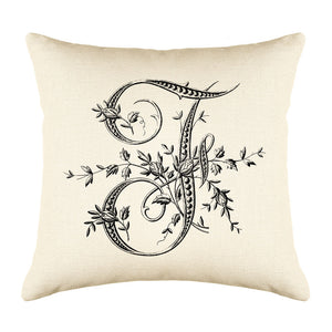 Di Lewis Throw Pillow Cover, Vintage French Monogram Letter G