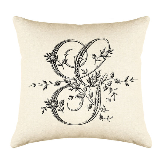 Di Lewis Throw Pillow Cover, Vintage French Monogram Letter T