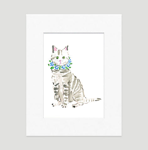 Grey And White Cat Watercolor Prints Cat Illustrations Di Lewis