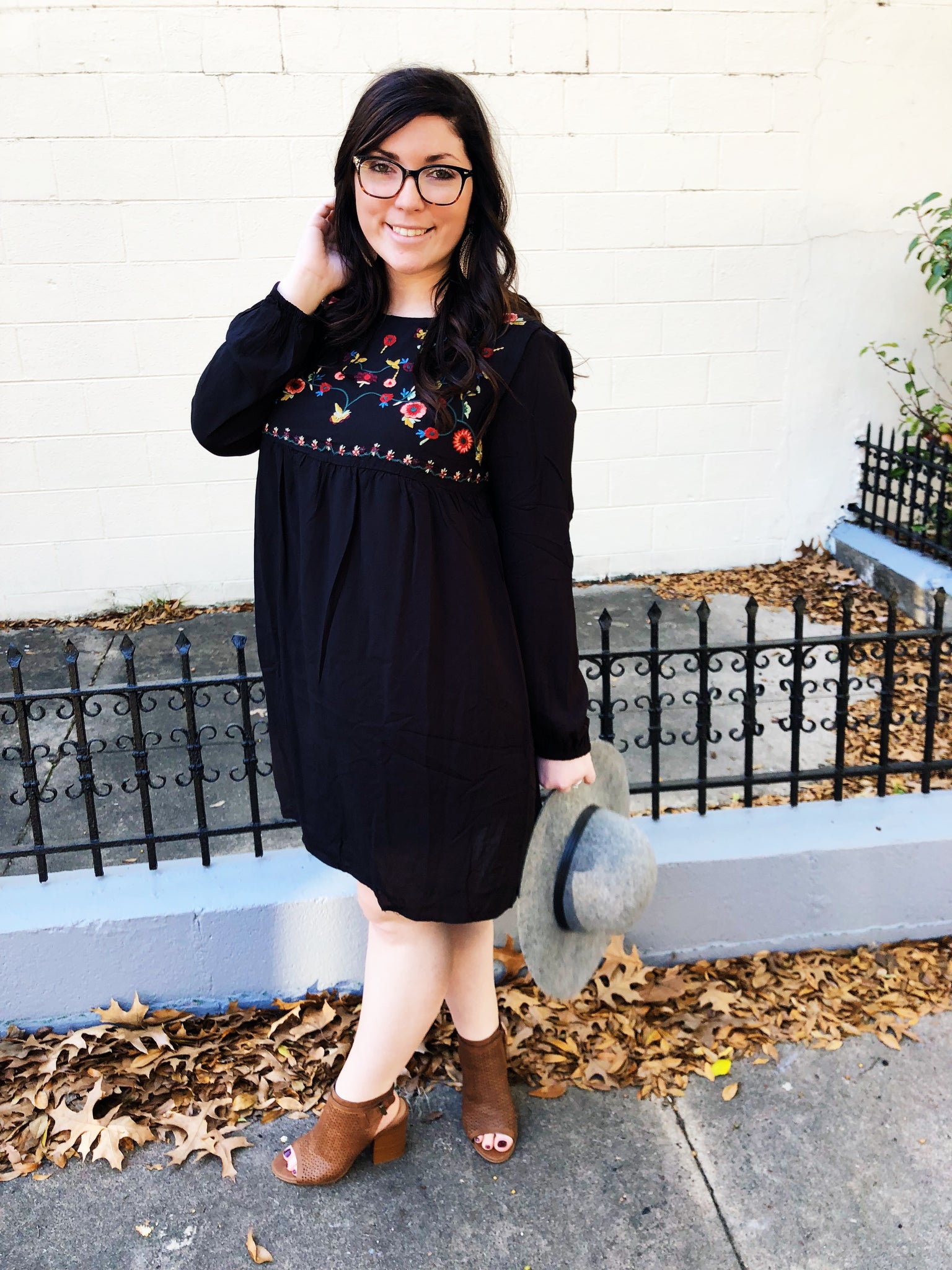 embroidered smock dress