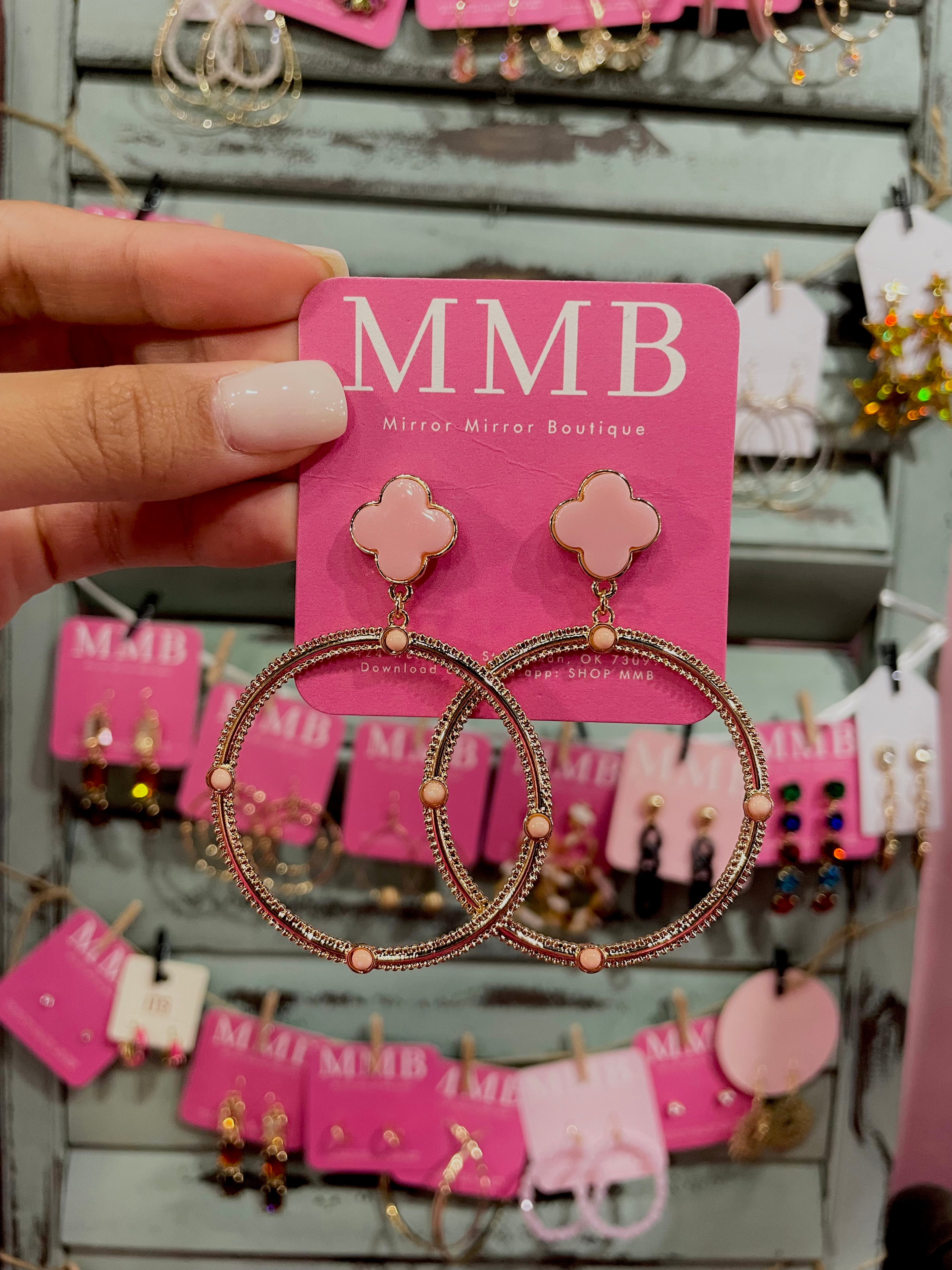 Pink Clover Earrings