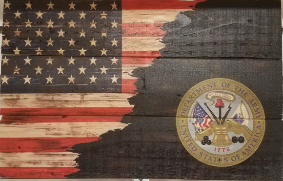 Download American flag, ragged edge with US Army Emblem - Beach ...