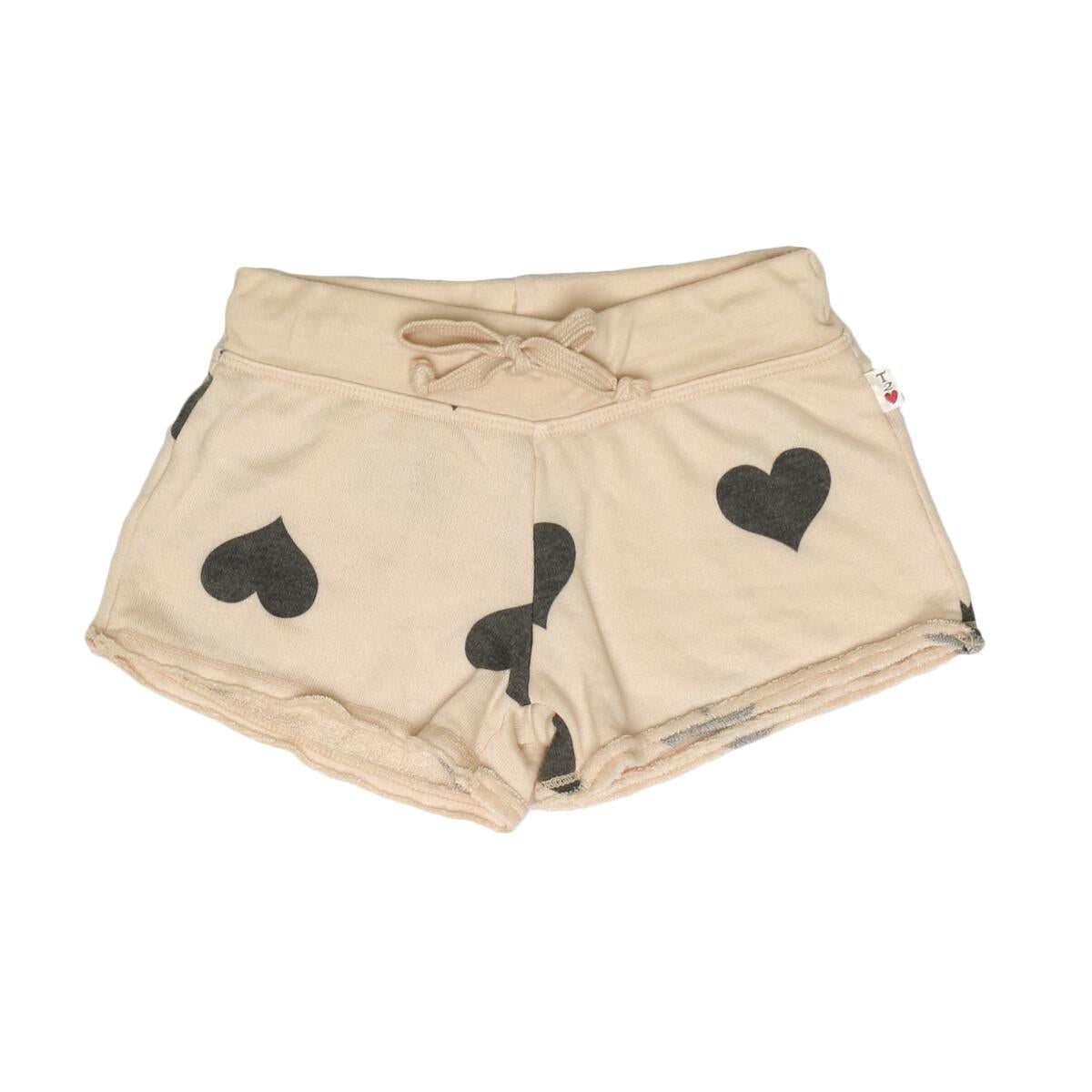 T2Love - Heart Print Raw Short - Hazelnut