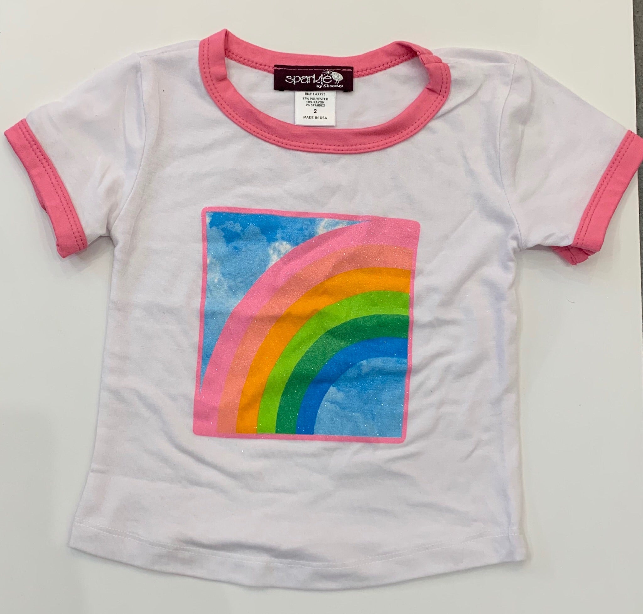 Sparkle By Stoopher Ringer Tee - Rainbow