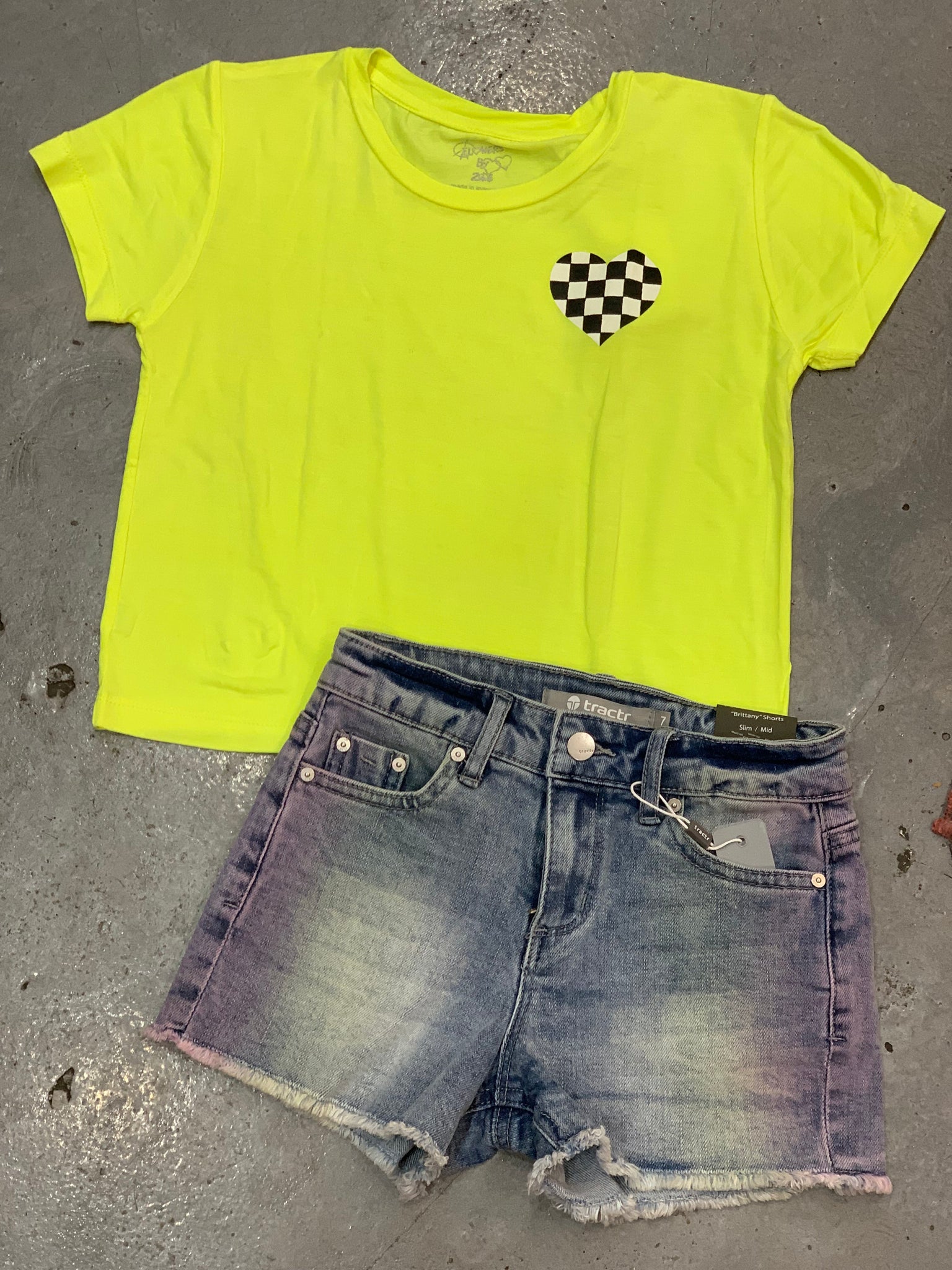 neon shorts denim