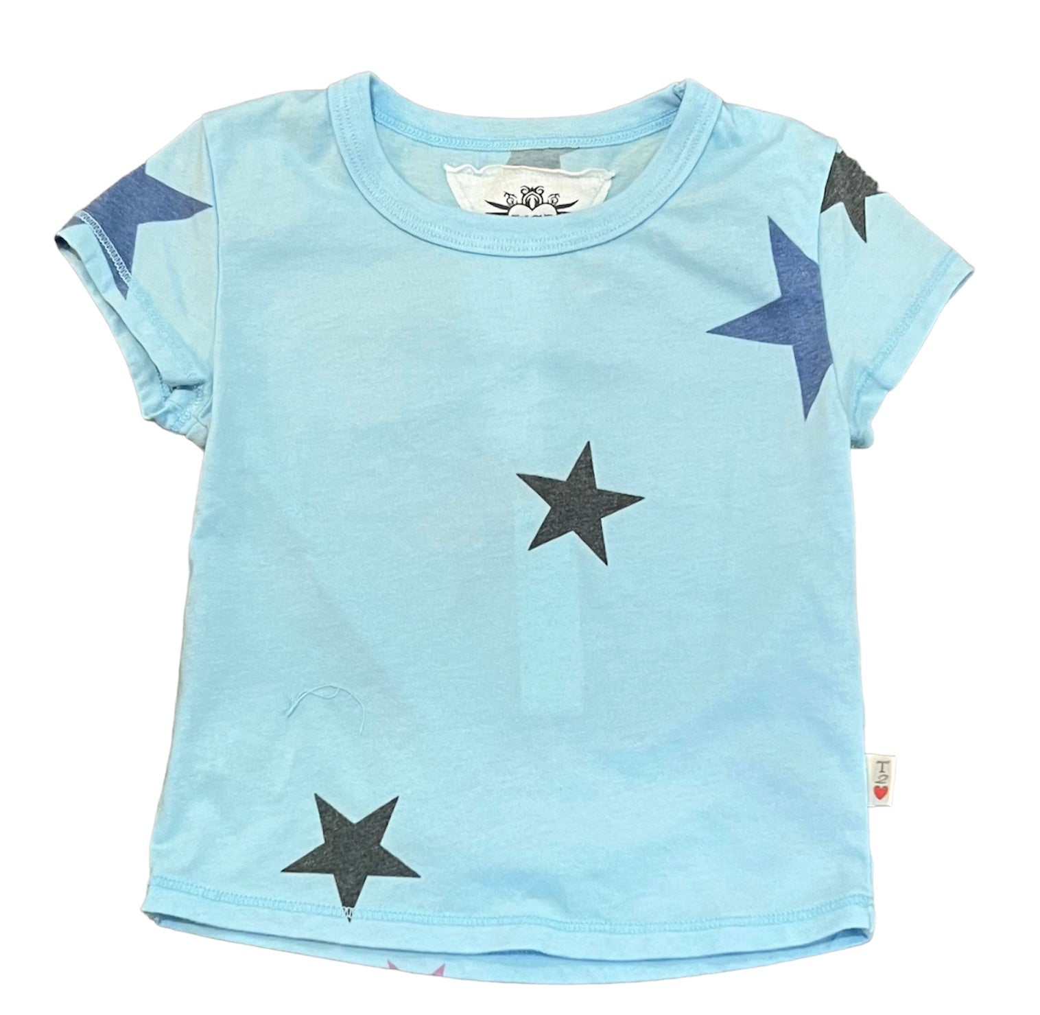 T2Love - Star Print Crop Top - Cotton Blue