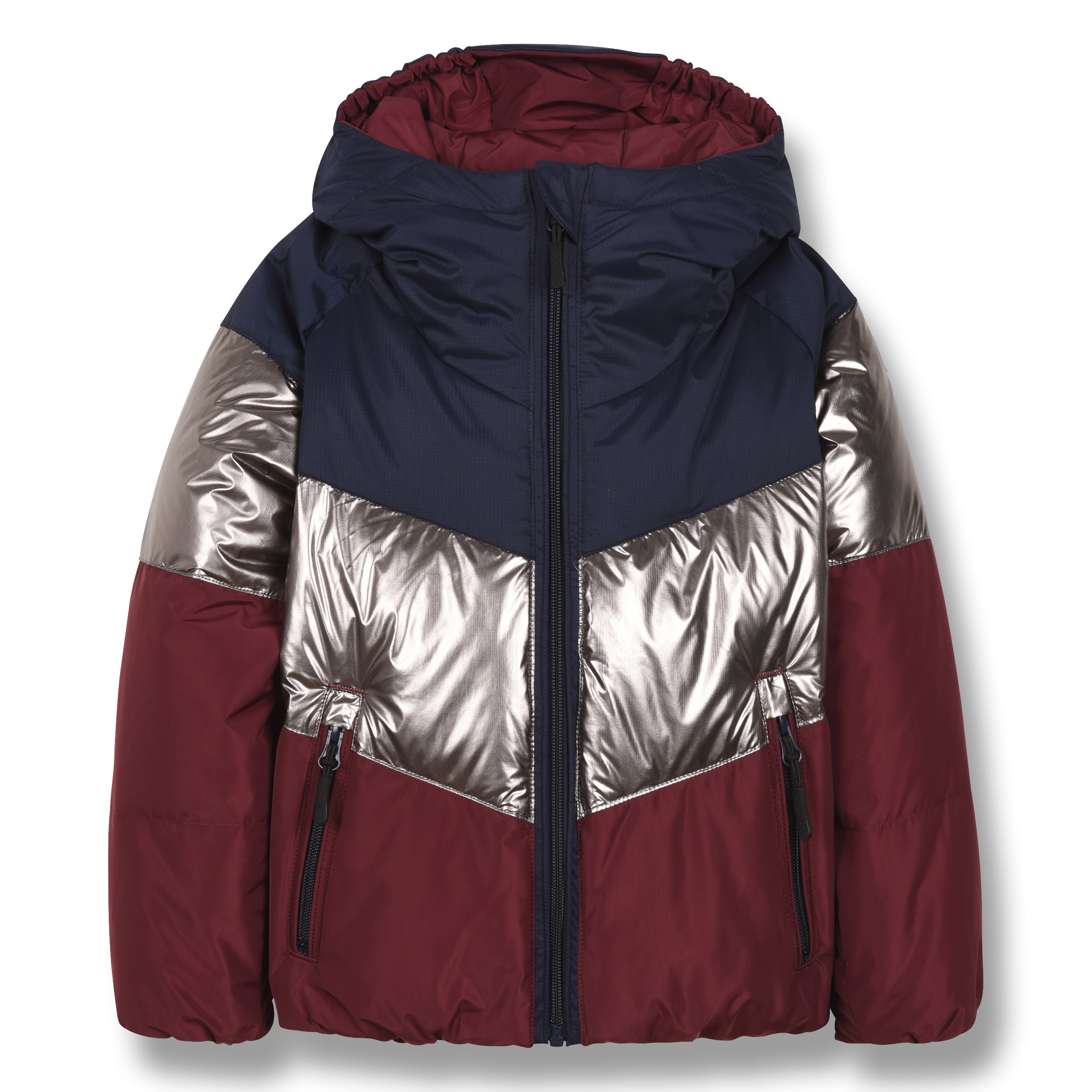 FINGER IN THE NOSE Colorblock Reversible Down Jacket