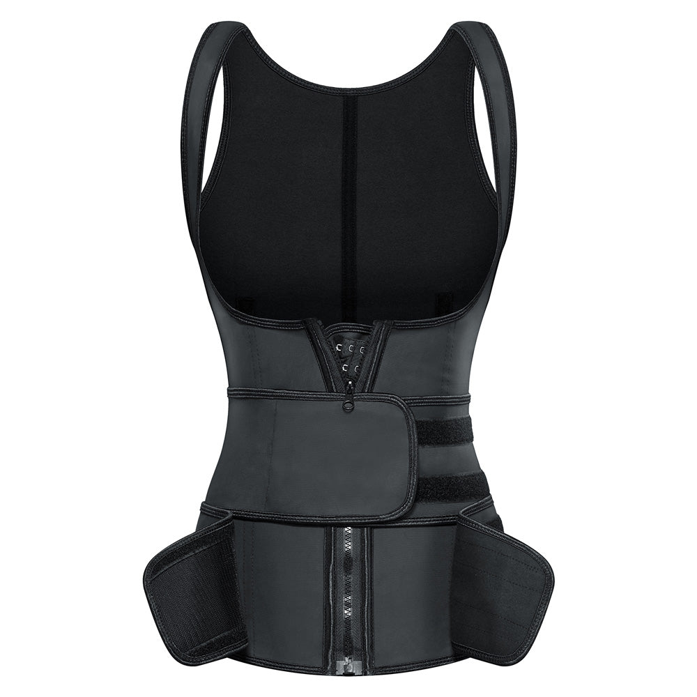 Body Shaper Latex Workout Zipper Waist Trainer Corset Vest, TOPBWH