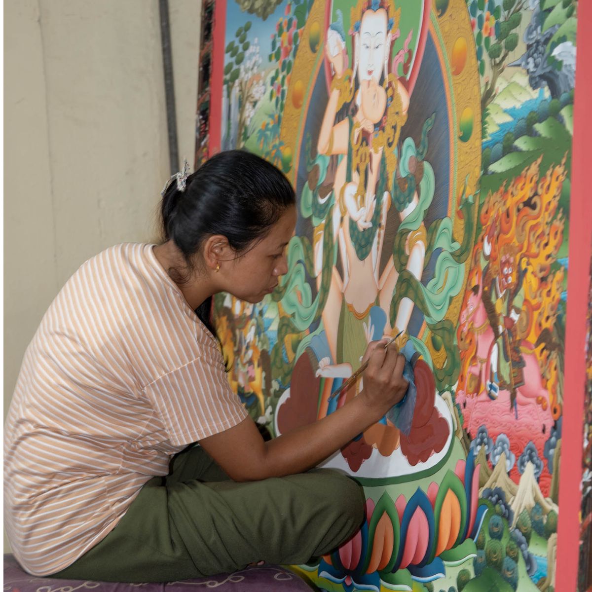 Thangkas are made by the skilled artisans.