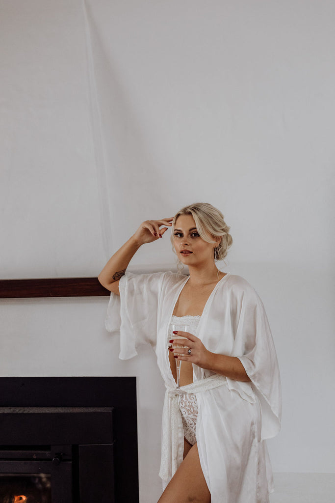 bridal boudoir white robe