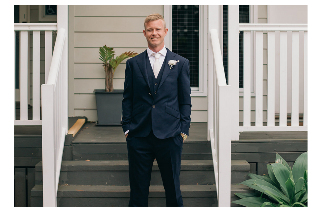 classic navy blue suit for groom