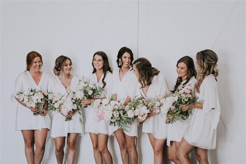 all white matching bridal party robes