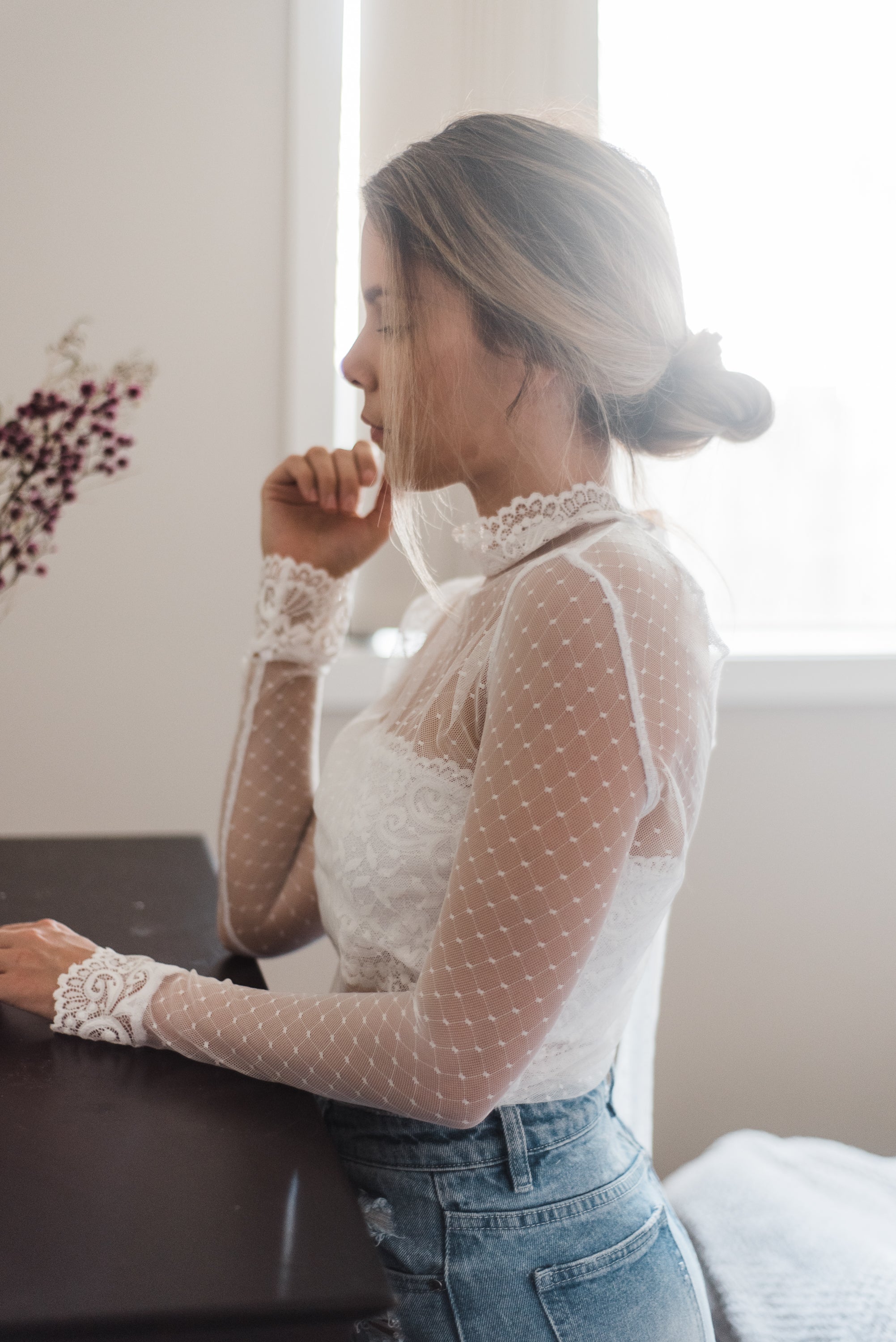 white tulle bridal top 