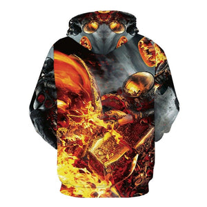 hooded 3d skull print trippy hoodie