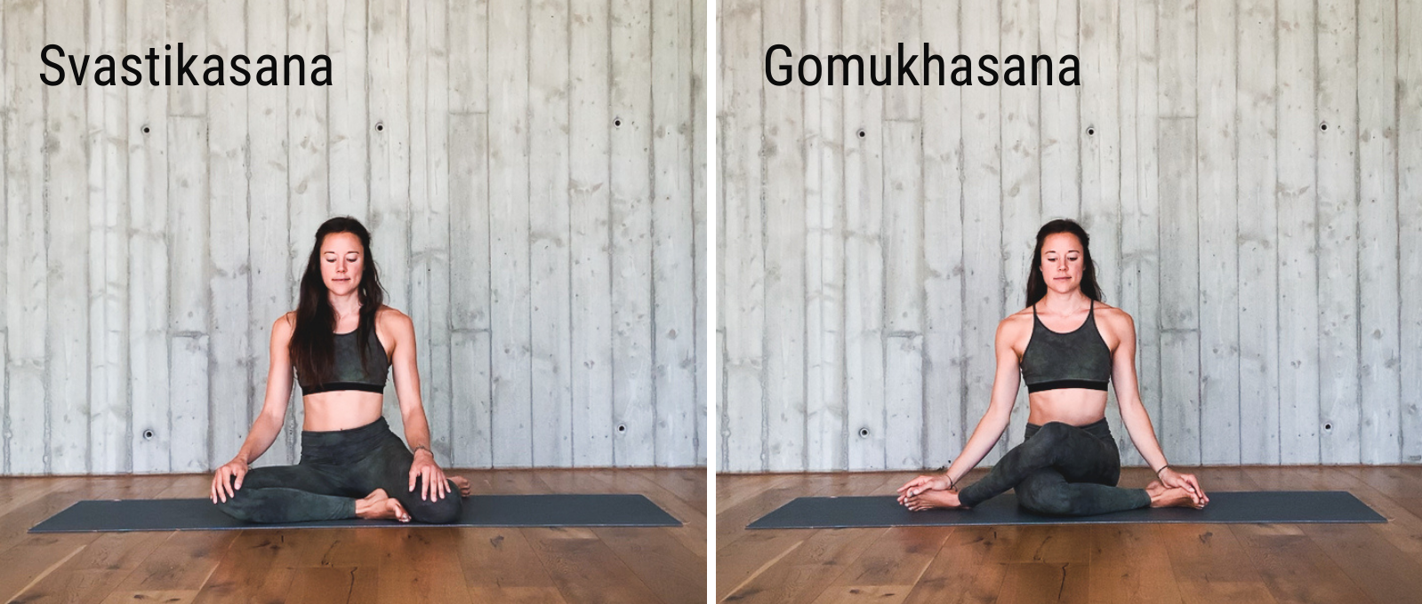 Svastikasana und Gomukhasana