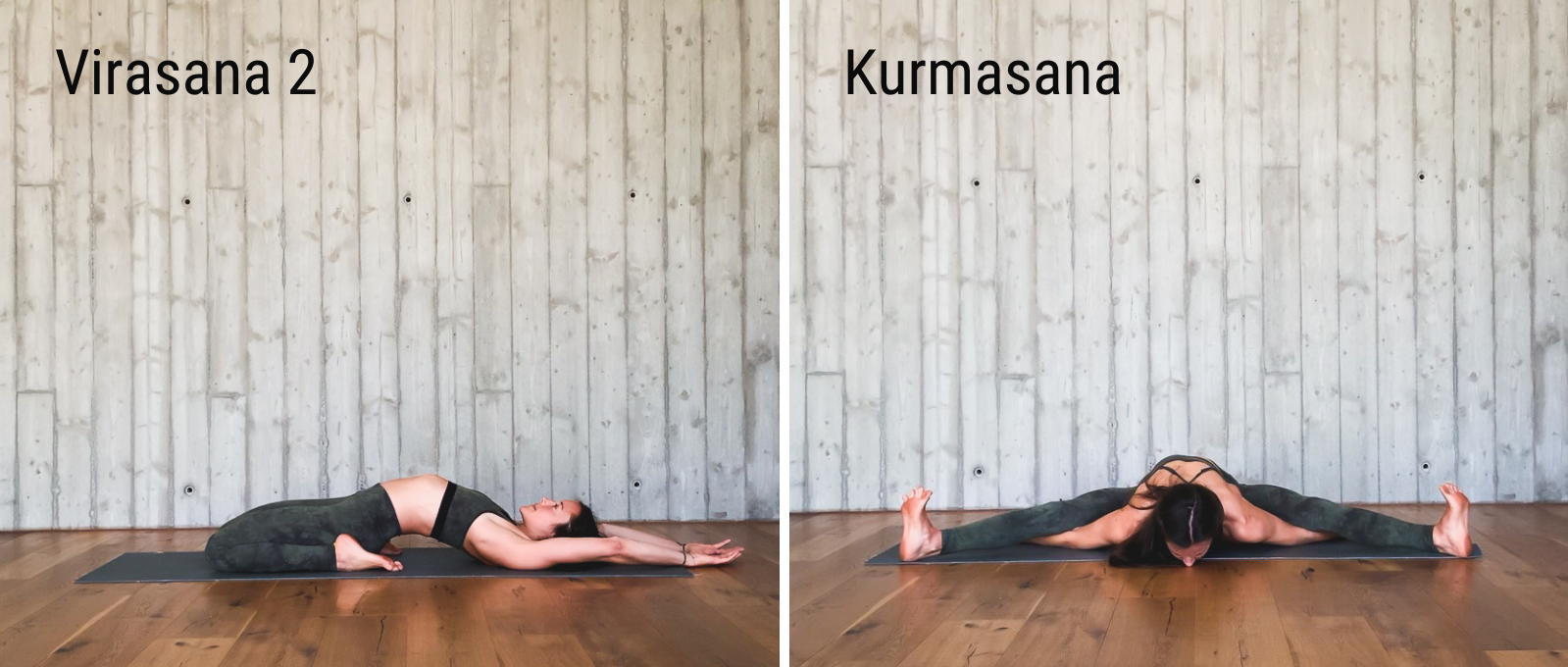 Virasana und Kurmasana