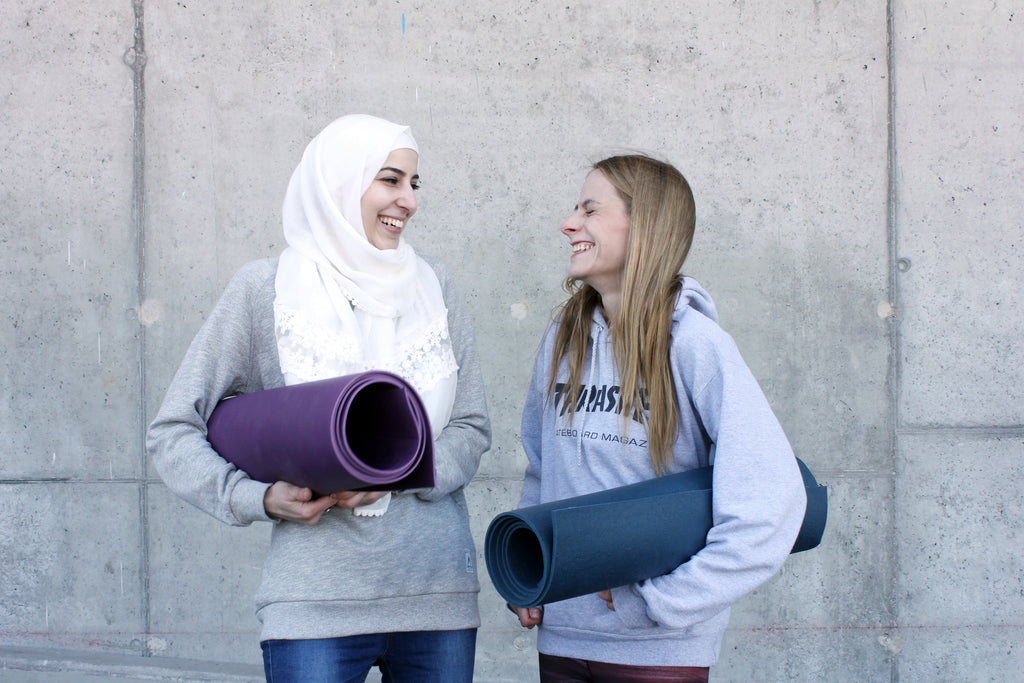 Bettina with one of her yoga students