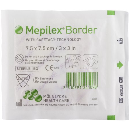 Molnlycke Wound Care Mepilex Border 3 x 3 Inch Self-Adherent Foam DressingMolnlycke Health Care US, LLCWound DressingAOSS Medical Supply