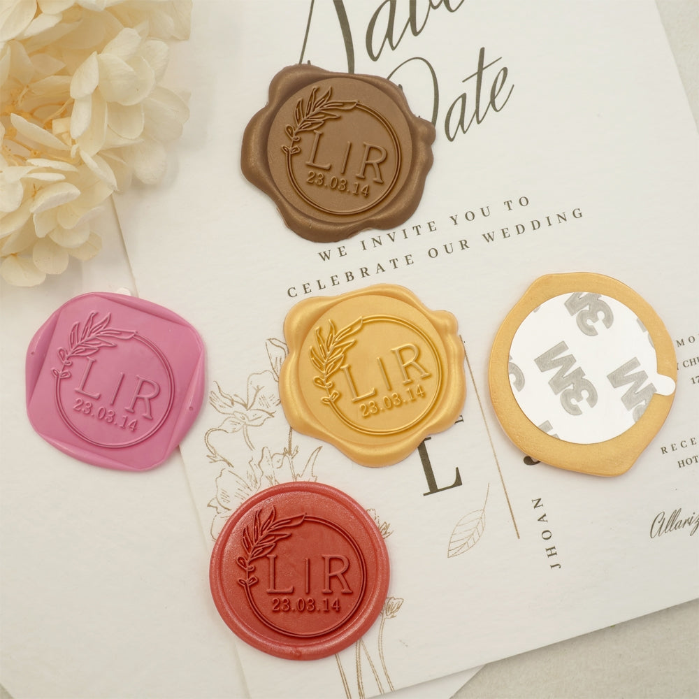 Wax seal stickers - laurel wreath wedding envelope seals self adhesive