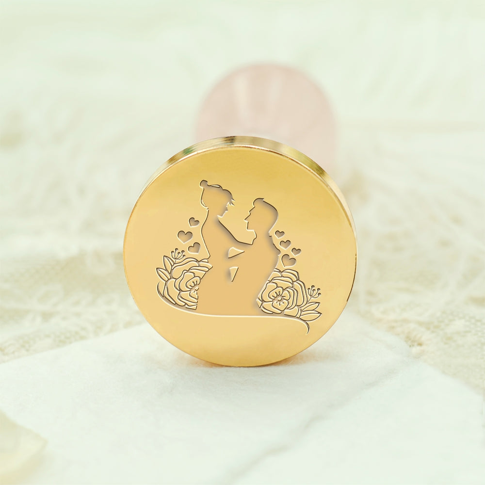 Hand wax stamp (seal) – Wedding motif – Two hearts