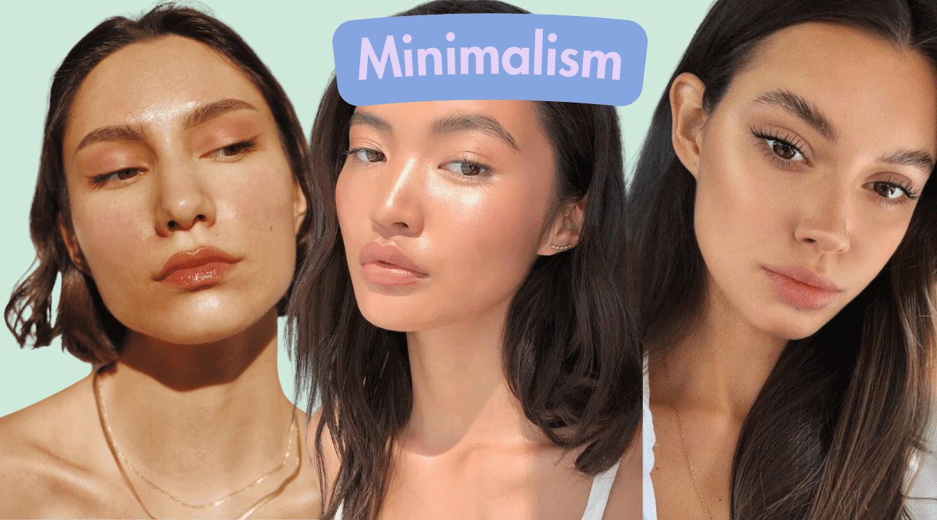 Three different women showcasing 2024 minimalist looks that can be accomplished with Subtl Beauty’s best travel makeup kit and best blush brush.