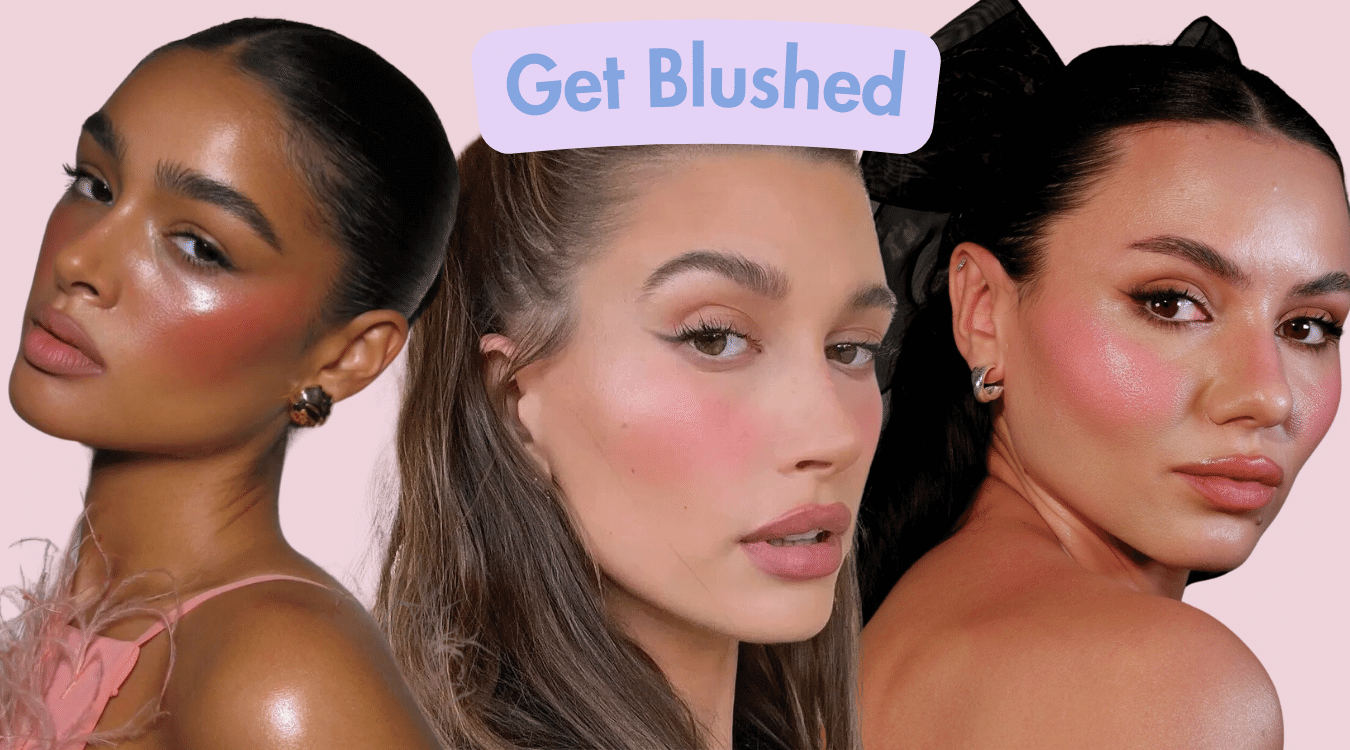 Three different women showcasing 2024 blushed trends that can be accomplished with subtl beauty’s best travel makeup kit and best blush brush.