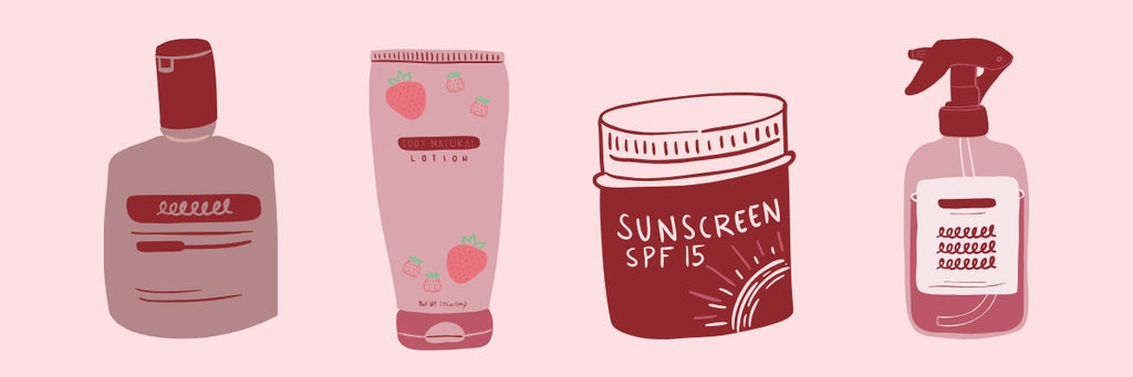Doodles of skincare products.