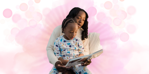 Image of mom reading to her kid