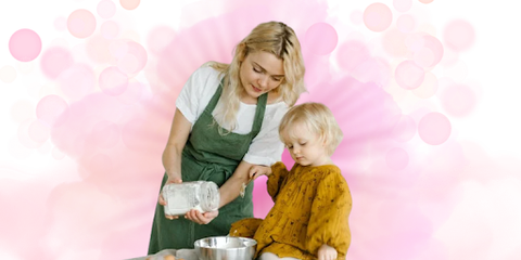 image of mom baking with kid